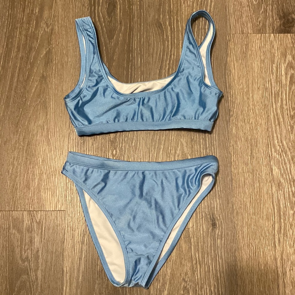 light blue swimsuit
